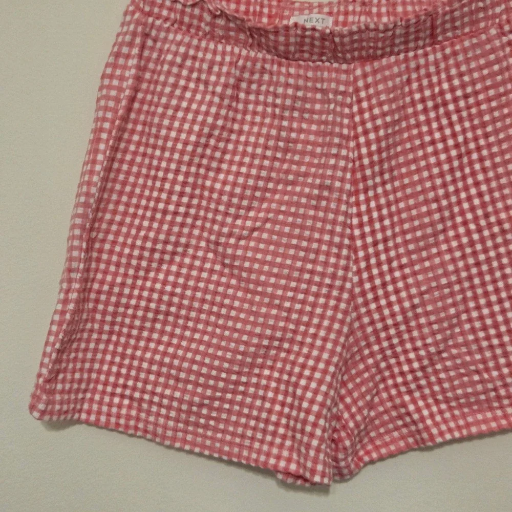 Next Pink White Gingham Seersucker Shorts Elastic Waist Cotton Girls 9 Years